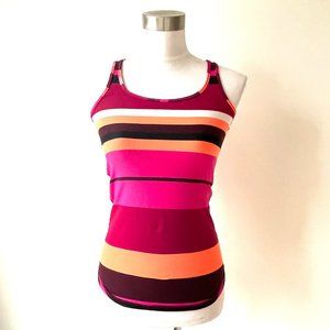 Lululemon pink burgundy orange and black striped racer back tank top 6